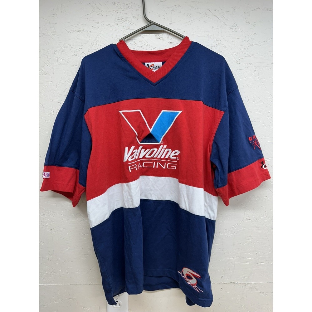 Vintage Valvoline Racing Shirt Colorblock V Neck Nascar #6 Mark Martin Size L